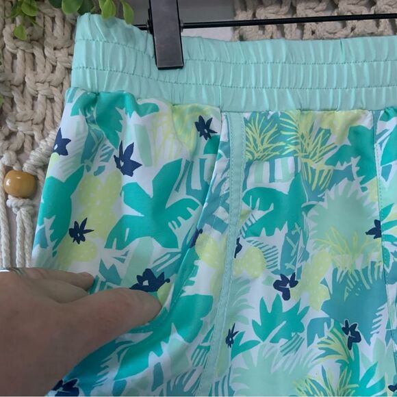 COLUMBIA PFG Girls’ Slack Tide Hybrid Water Shorts Tropical Print Blue Green XL - Picture 4 of 12